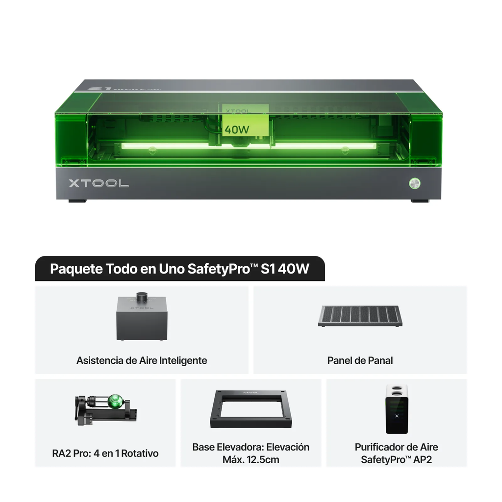 xTool S1 - 40W | Paquete todo en uno | Máquina de grabado y corte láser