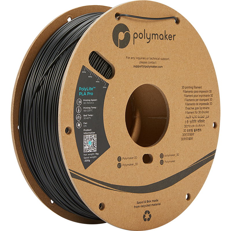 Polymaker PolyLite PLA PRO | Filamento para impresión 3D | 1,75 mm (1 kg) | Plata