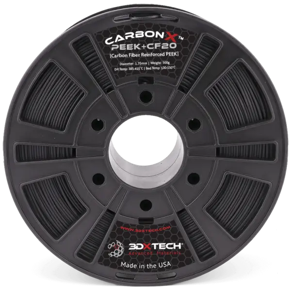 3DXTech CarbonX™ PEEK+CF20 - Filamento para impresión 3D - 1,75mm (500g) – Negro