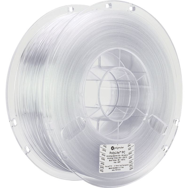 Polymaker PolyLite PC | Filamento para impresión 3D | 1,75 mm (1 kg) | Transparente