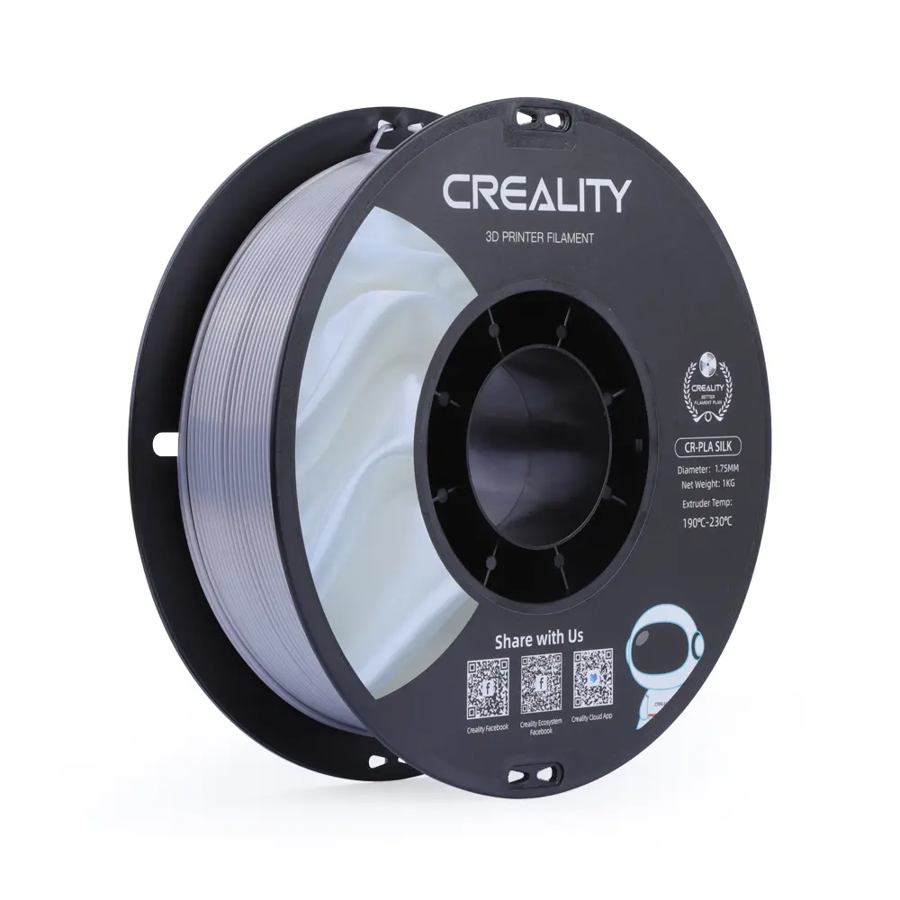 Creality CR-PLA Silk | Filamento para impresión 3D | 1,75 mm (1 kg) | Plata