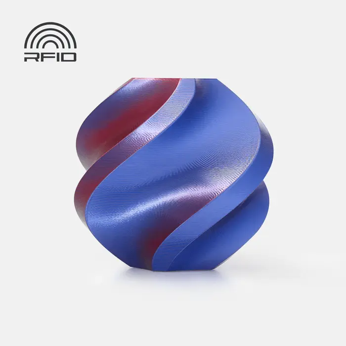 Bambu Lab PLA Silk Multi-Color - Filamento para impresión 3D – 1,75 mm (1 kg) - Llamarada de Medianoche (Azul-Rojo)