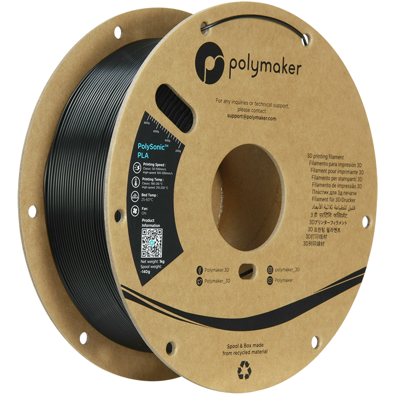 Polymaker PolySonic PLA de alta velocidad | Filamento para impresión 3D | 1,75 mm (1 kg) | Blanco