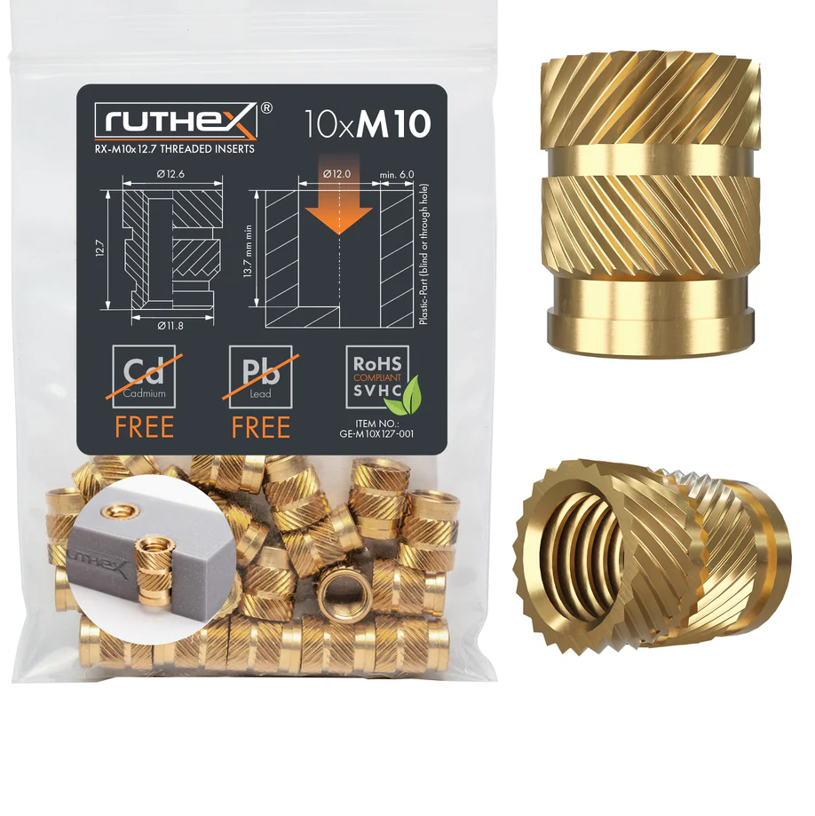 Ruthex M6 threaded insert – Rx-M10x12,7 - 10 pcs