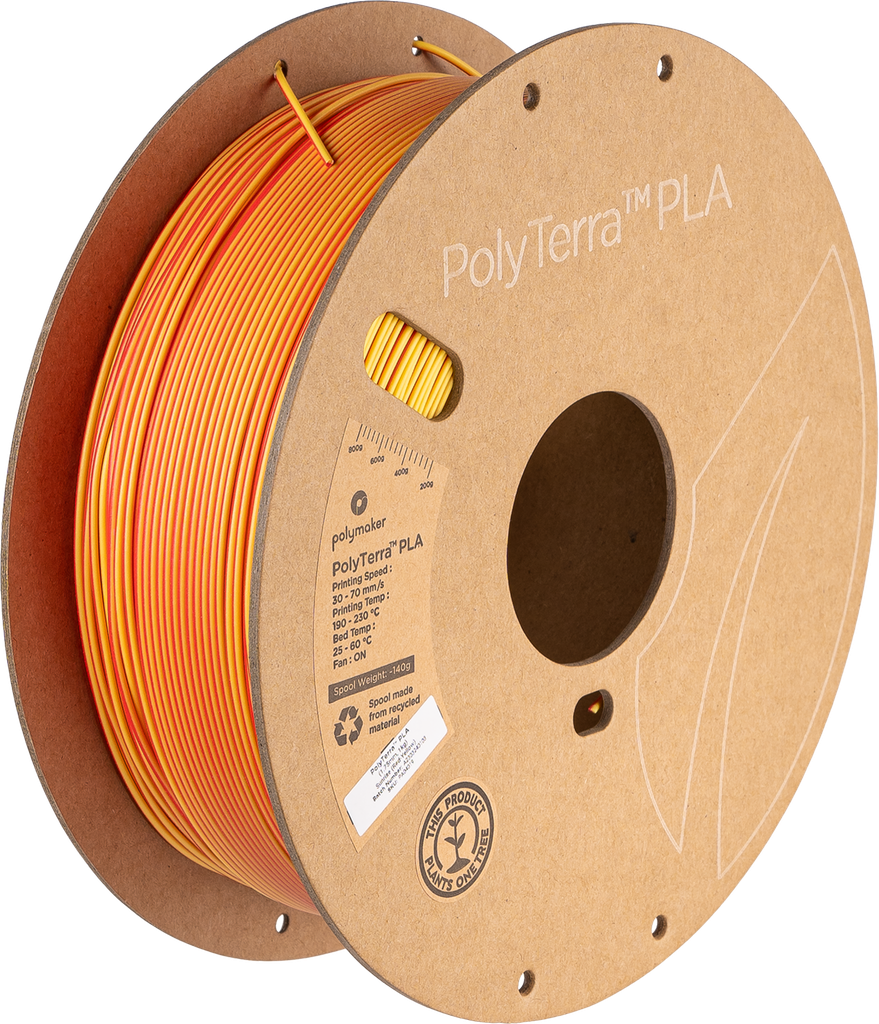 Polymaker Polyterra PLA Gradient | Filamento para impresión 3D | 1,75 mm (1 kg) | Otoño (naranja-rojo lava)