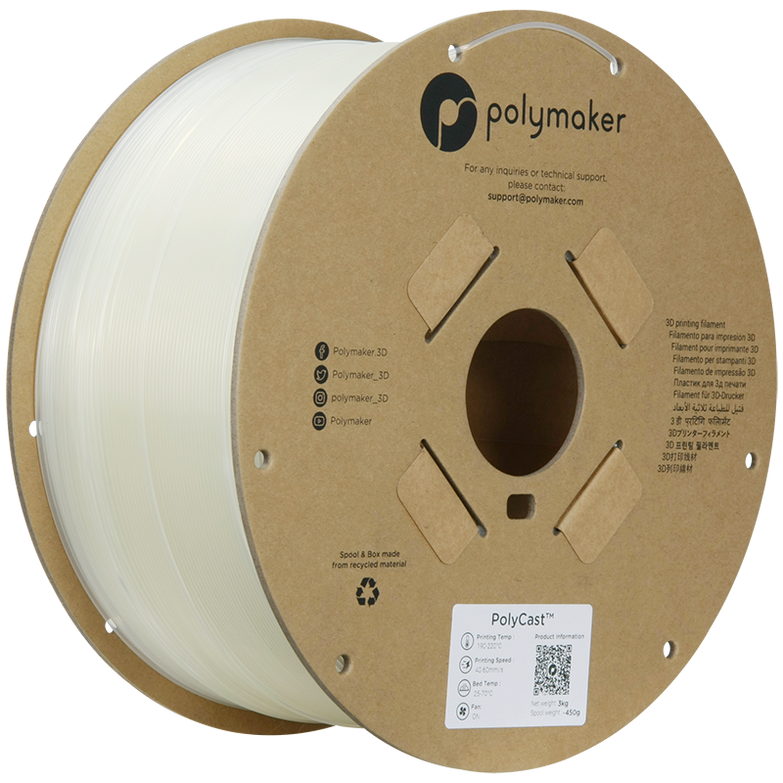 Polymaker PolyCast™ Natural | Filamento para impresión 3D | 1,75 mm (3 kg) | Natural