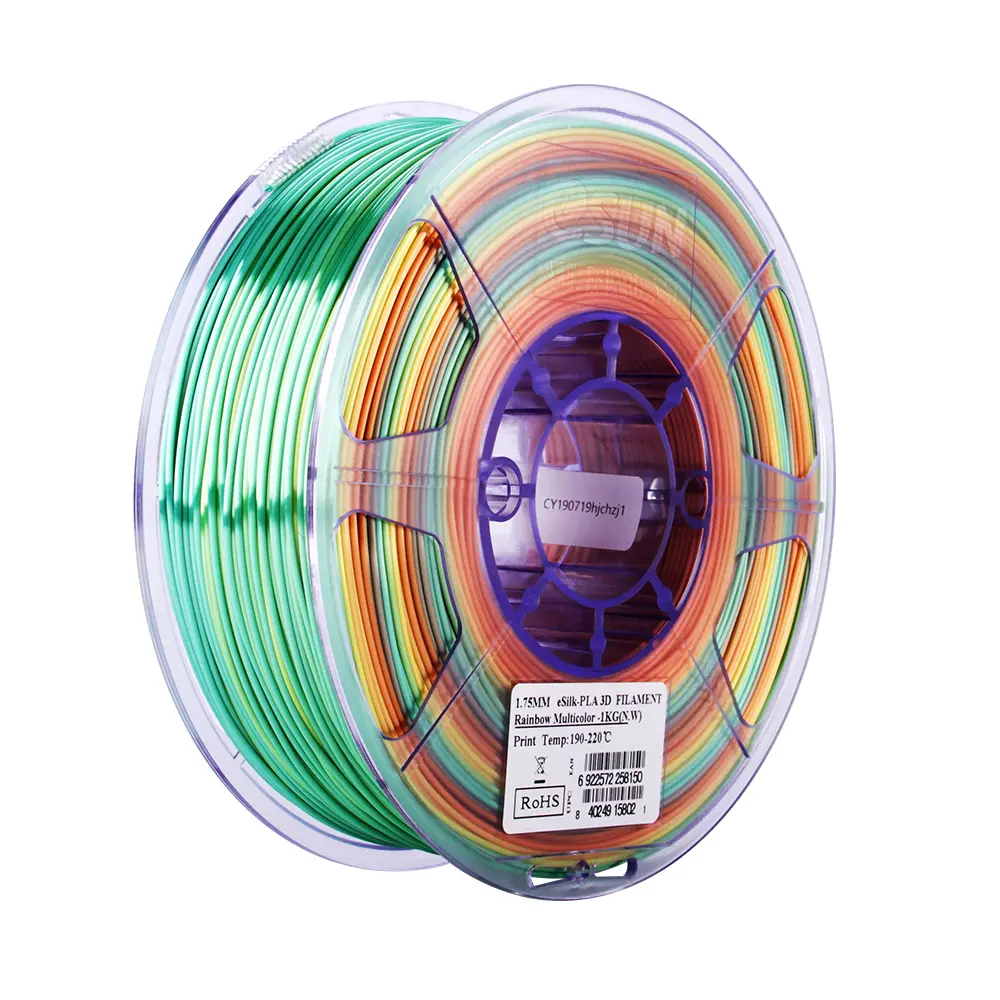 eSun PLA -Silk - Filamento para impresión 3D – 1,75mm (1Kg) – Arcoíris