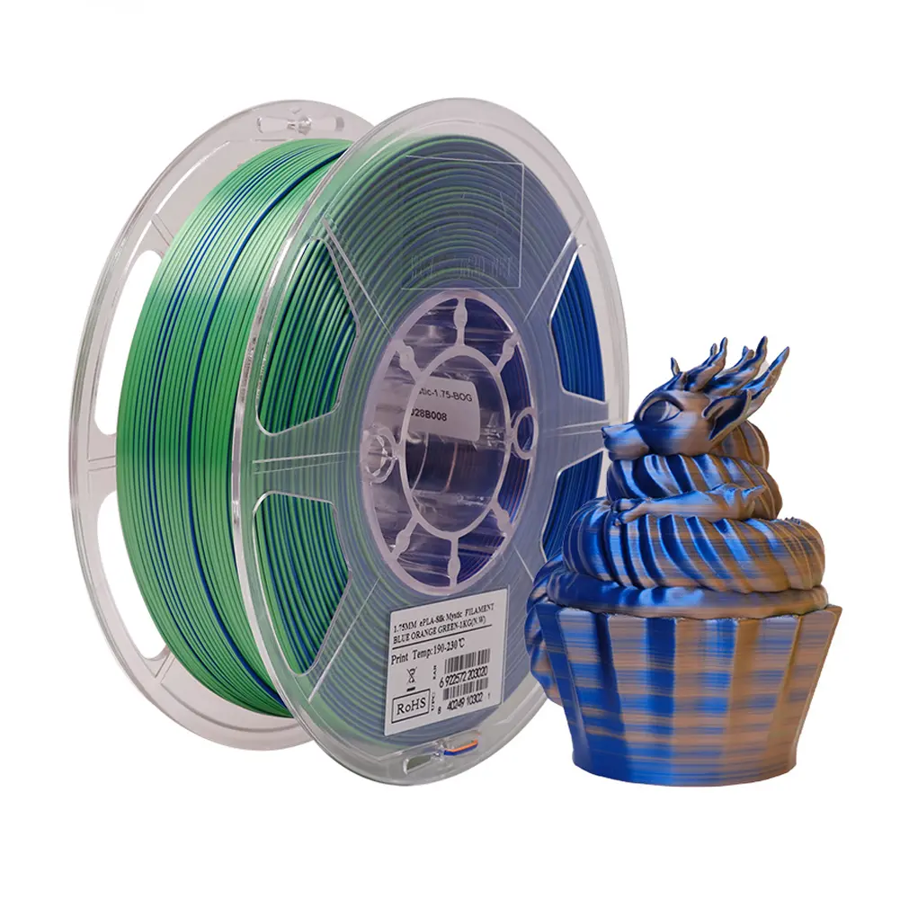 eSun ePLA-Silk Mystic - Three Colors - 3D Printing Filament - 1.75 mm (1 kg) - Blue/Orange/Green