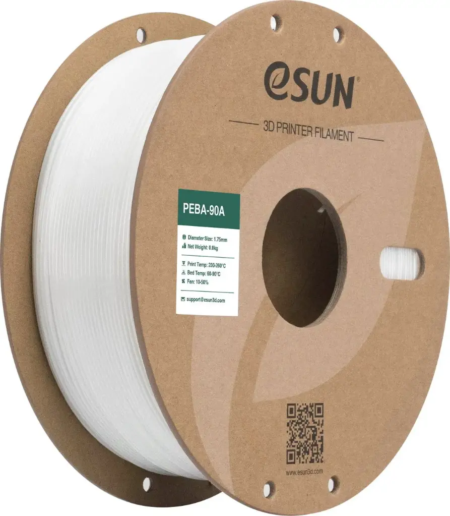 eSun PEBA-90A - Filamento para impresión 3D – 1,75mm (800g) – Blanco