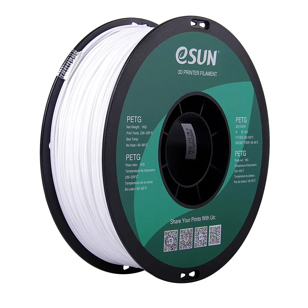 eSun PETG - Filamento para impresión 3D – 1,75mm (1 Kg) – Blanco