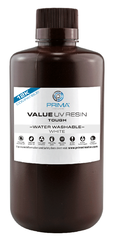 Resina UV lavable con agua PrimaCreator Value Tough (similar al ABS) - 1000 ml