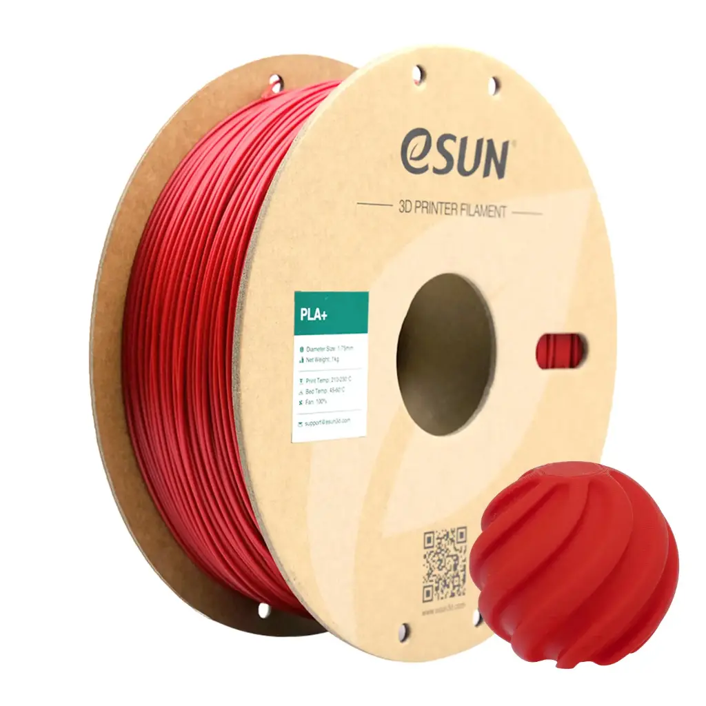 eSun PLA+ - Filamento para impresión 3D - 1,75 mm (1Kg) - Rojo bombero
