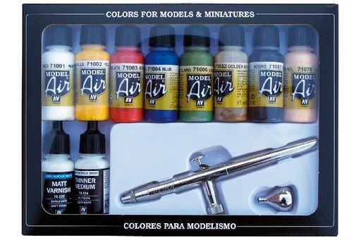 [441763] Vallejo Airbrush set with Basics Colors 10x17ml