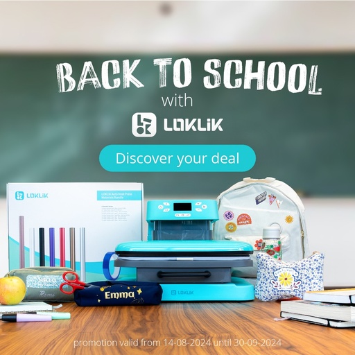 [SG-RYJ-0171-EU-L-YXYP+SG-RYJPJ-0004-US-L-B2B] LOKLiK Auto Heat Press - Paquete de inicio de la vuelta al cole
