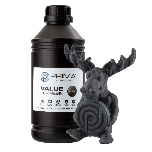 [PV-RESIN-B405-1000-BK] PrimaCreator Value UV / DLP Resin - 1 kg - Black