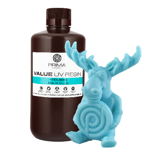 [PV-RT-B405-1000-AB] PrimaCreator Value Tough UV Resin (ABS Like) - 1 kg - Aqua Blue