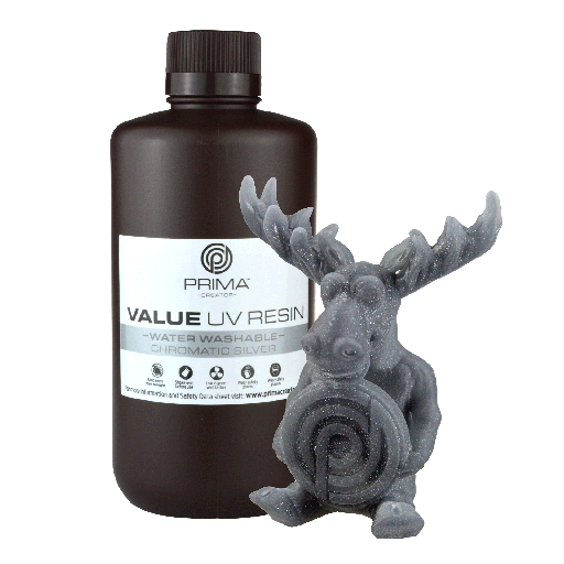 [PV-Resin-B405-1000-CS] PrimaCreator Value Water Washable UV Resin - 1 kg - Chromatic Silver