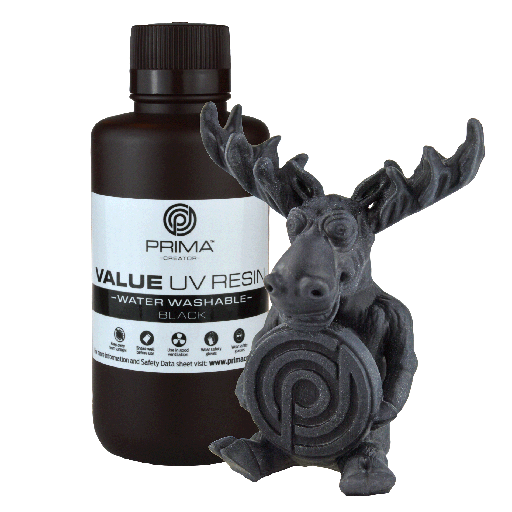 [PV-Resin-B405-0500-BK] Resina UV lavable con agua PrimaCreator Value - 500 ml - Negra