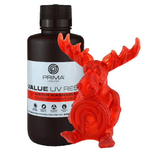 [PV-Resin-B405-0500-TR] PrimaCreator Value Water Washable UV Resin - 500 g - Transparent Red