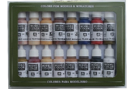 [70125] Vallejo Acrylic Model Color Set  Face/Skin Colors(16)