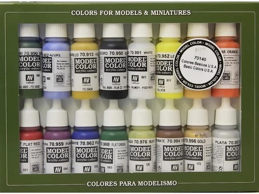 [70140] Juego de colores acrílicos para maquetas Vallejo «U.S.A Basic» (16)