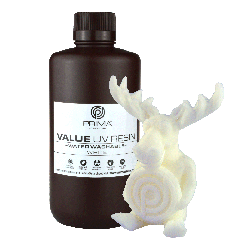 [PV-Resin-B405-1000-WH] Resina UV lavable con agua PrimaCreator Value - 1000 ml - Blanca
