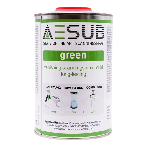 [AESG001] AESUB Green - Solución para pistolas pulverizadoras |Spray de escaneado | 1000 ml