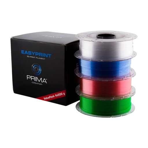 [PC-EPETG-175-4x0500-STD] EasyPrint PETG Value Pack - 1.75mm - 4x 500 g (Total 2 kg) - Clear, Rose, Light Blue, Green