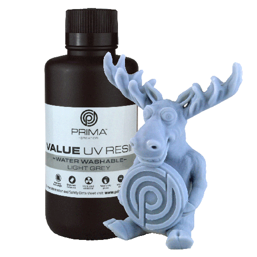[PV-RESIN-B405-0500-LG] PrimaCreator Value UV / DLP Resin - 500 g - Light Grey