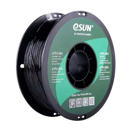 [eTPU-95A-P175B1] eSun TPU-95A - Filamento para impresión 3D – 1,75mm (1Kg) – Negro
