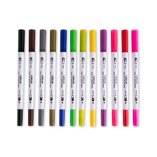 [SG-KZJPJ-0001-US-L-B2B] Rotuladores LOKLiK de doble punta - 12 colores